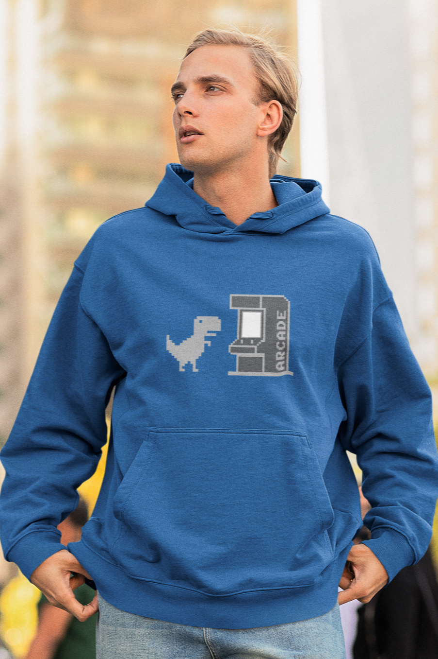 Larry the Dino at the Arcade : Regular Unisex Heavy Blend Hoodie