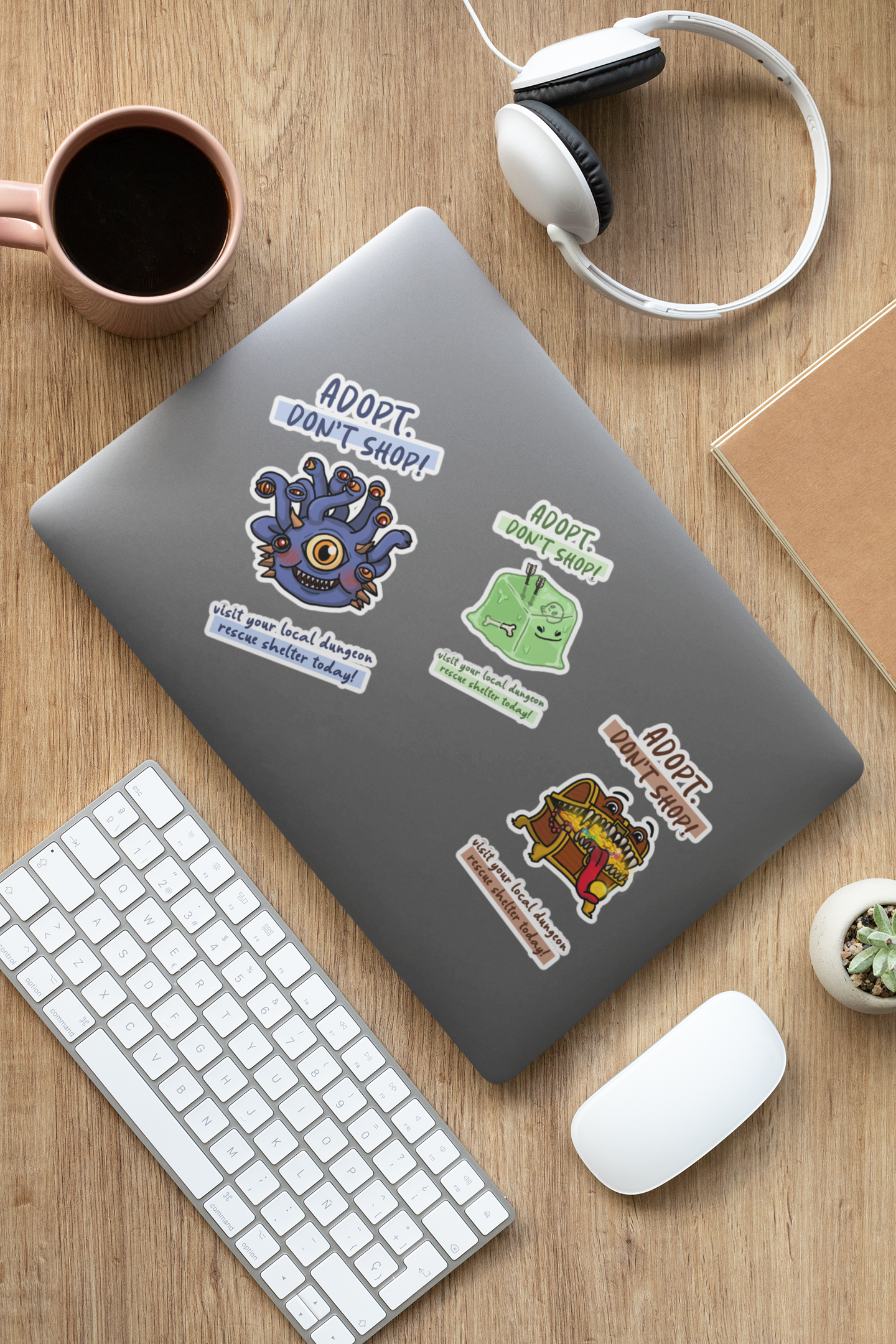 Dungeon Monsters - 9x14 Inch plain Sheet of Peelable, Water Resistant Stickers Pack of 15