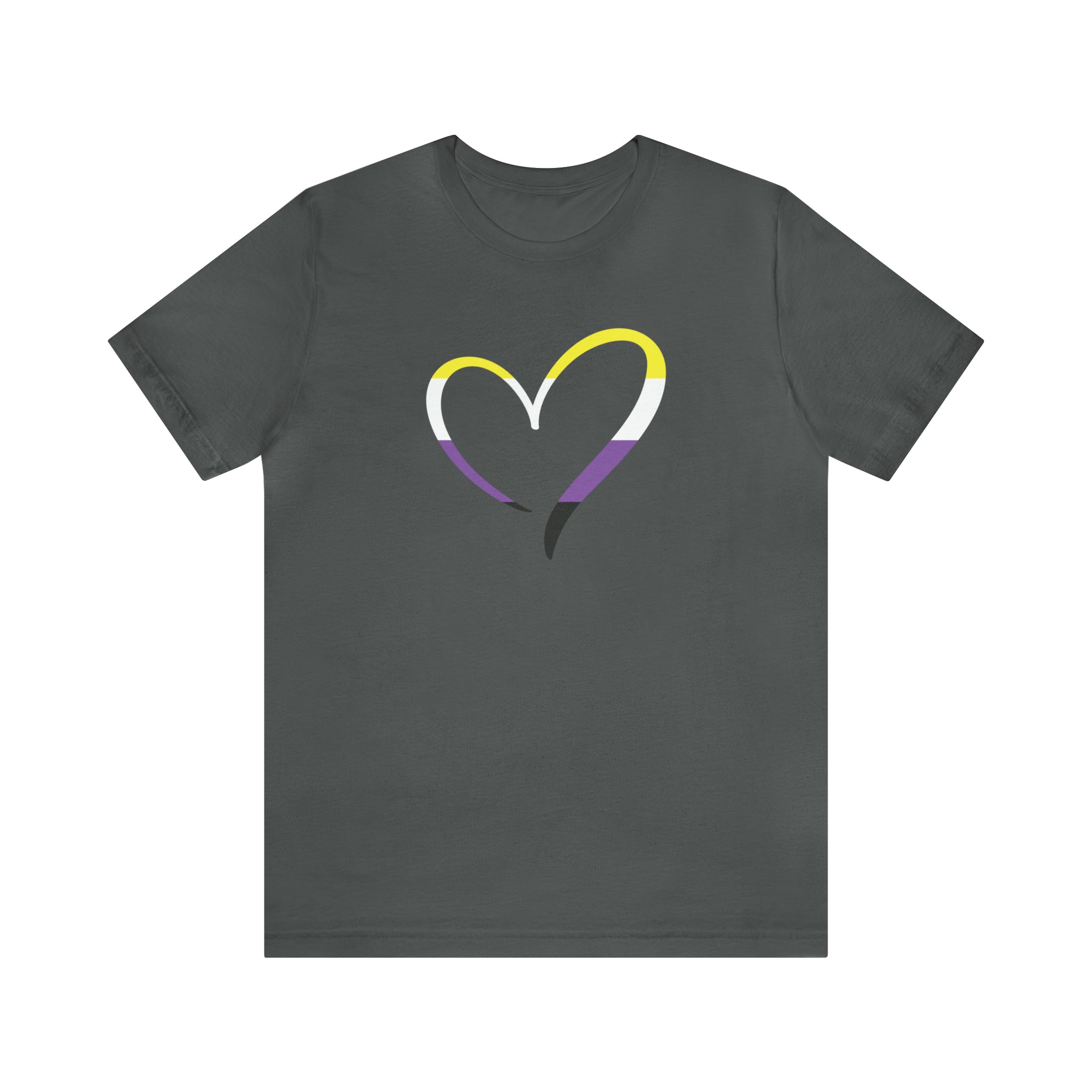Non Binary Pride Heart by Wholesome Memes : Unisex 100% Cotton T-Shirt by Bella+Canvas