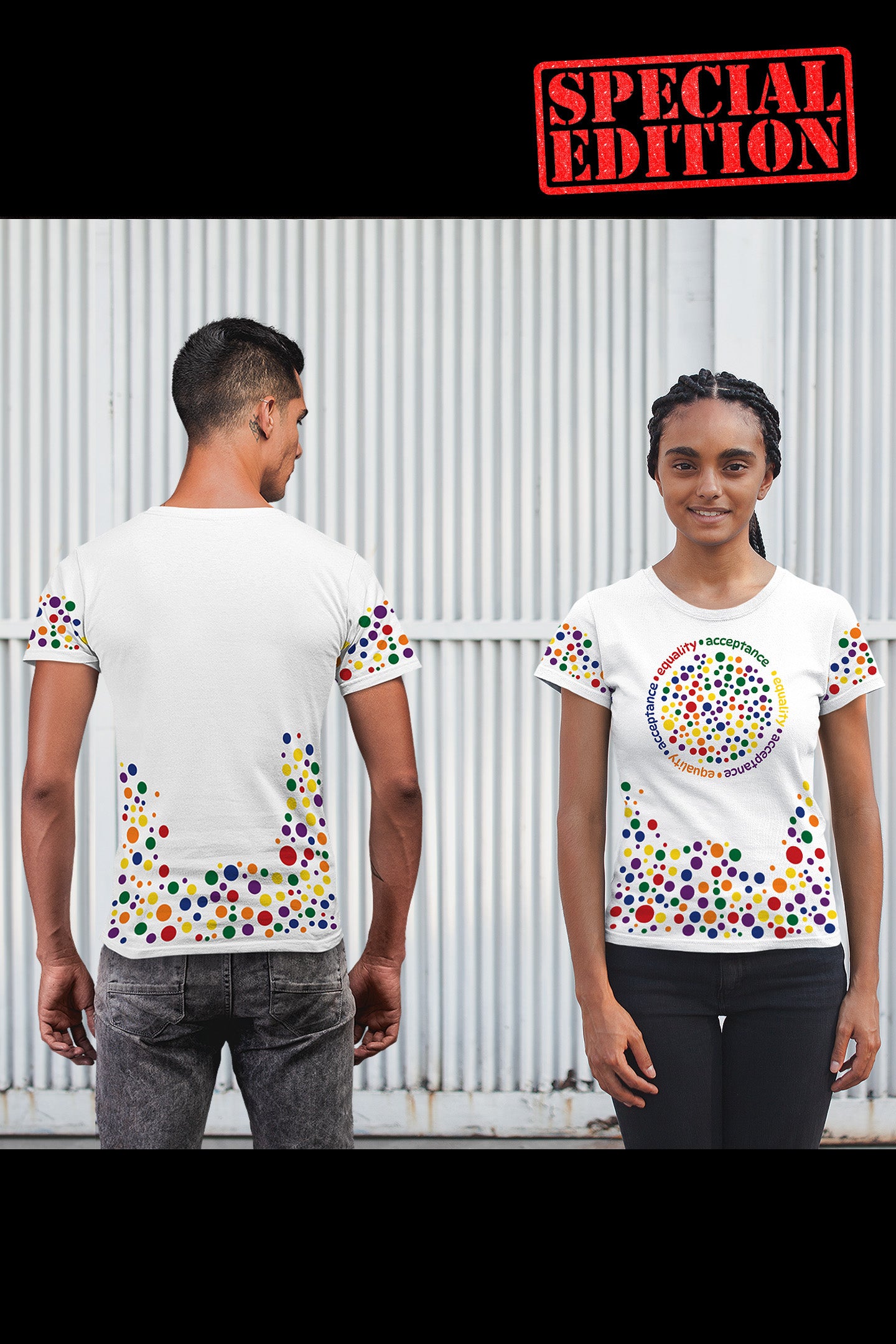 Designer Pride shirt, Special Edition - This gorgeous Unisex high quality allover print is our favoutire design!