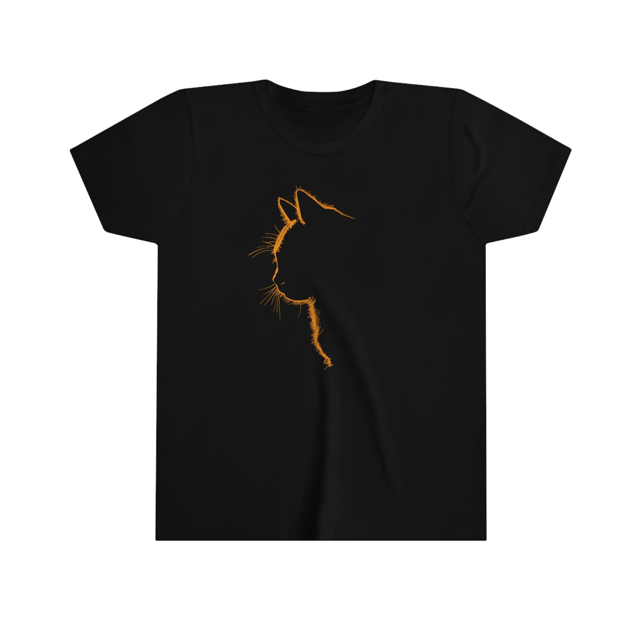 [YOUTH SIZED] "Cat Silhouette, Orange" Unisex 100% Premium Comfy Cotton Bella T-Shirt