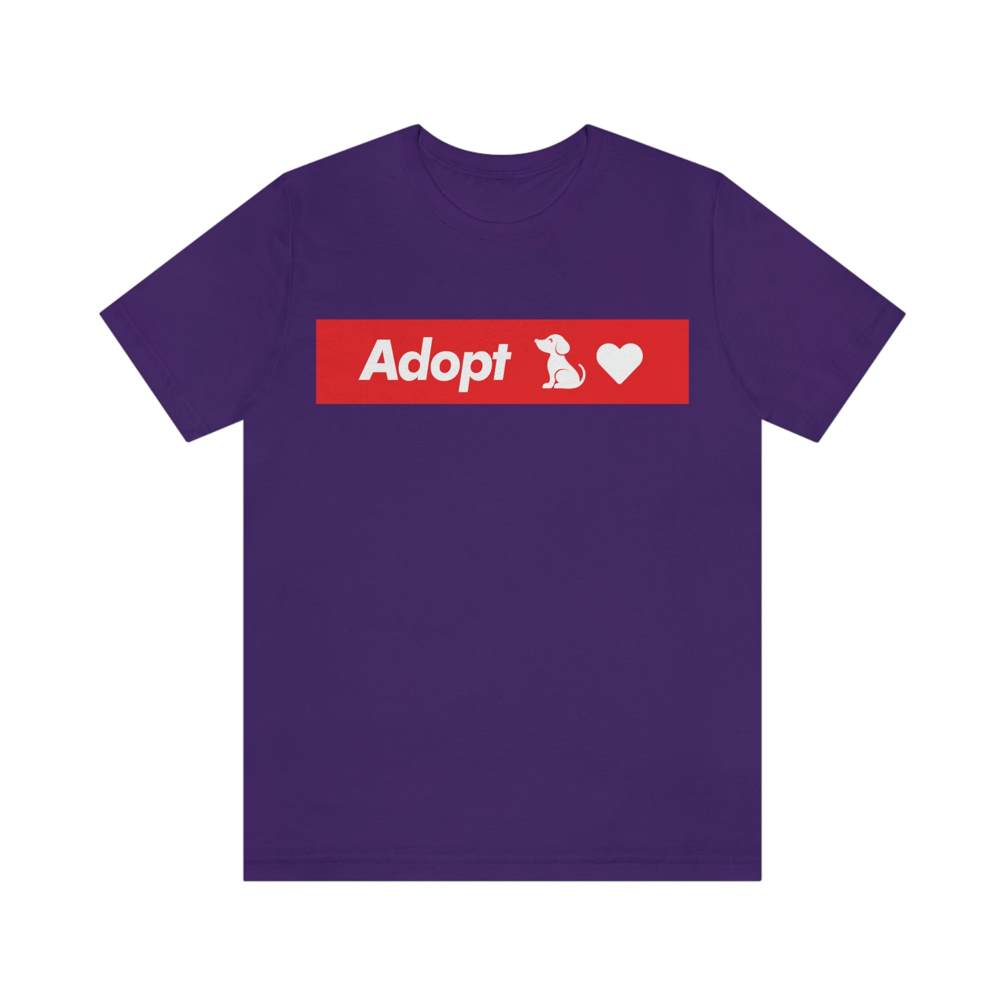 Adopt Love Rescue Dog - RED BANNER : Unisex 100% Comfy Cotton T-Shirt, Supporting Humane Animal Shelters