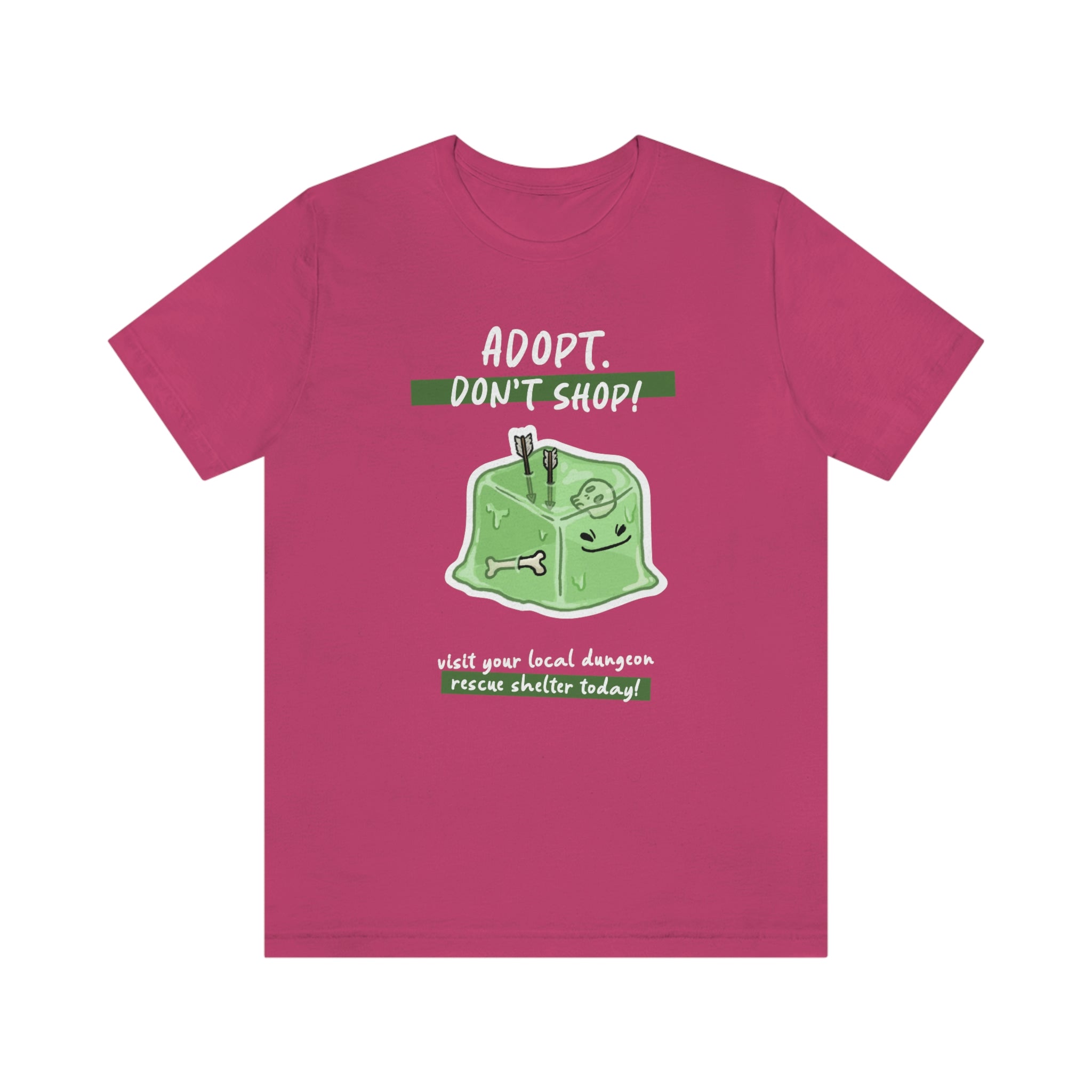 Adopt Don't Shop - Slime Cube Monster : Unisex Cotton T-Shirt by Bella+Canvas
