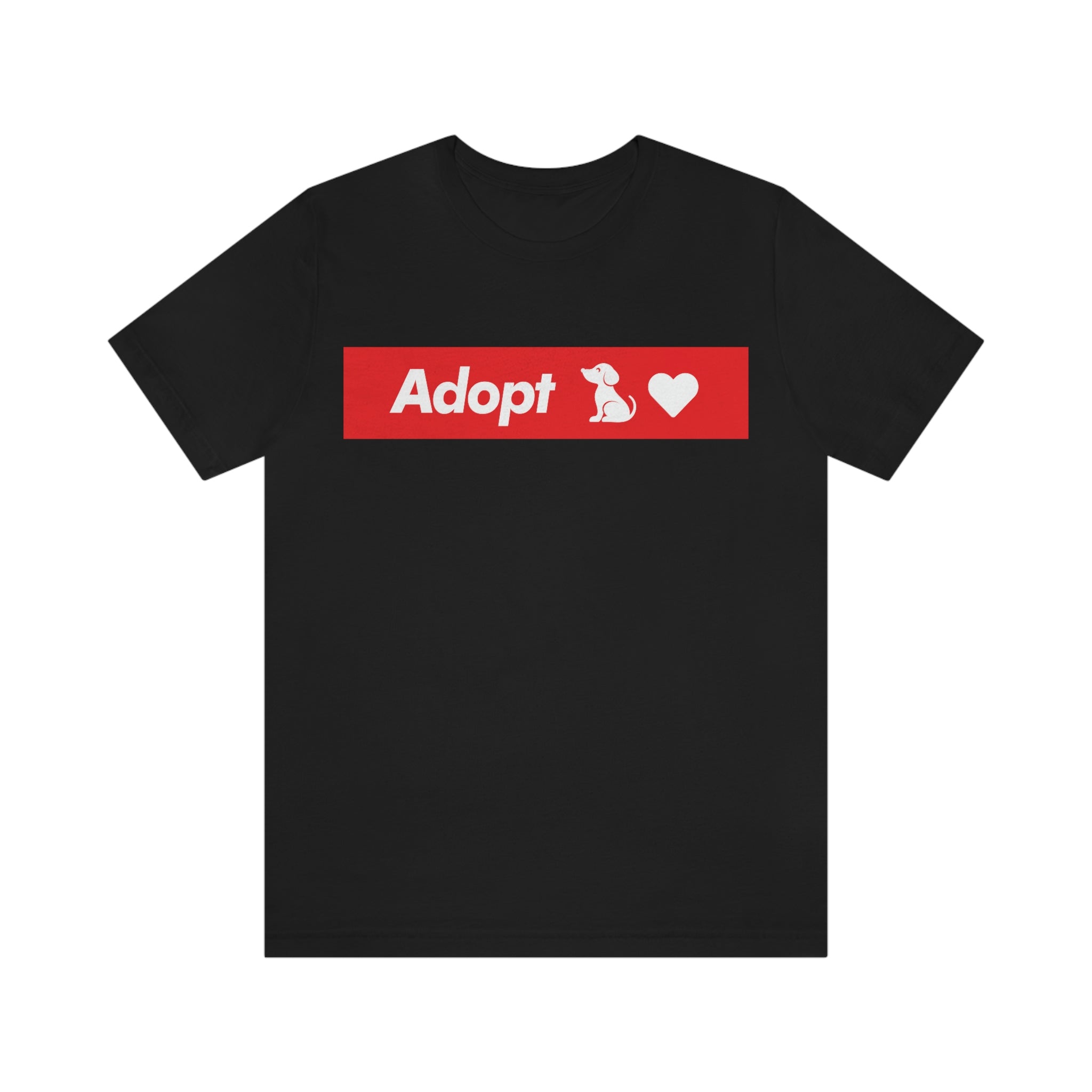 Adopt Love Rescue Dog - RED BANNER : Unisex 100% Comfy Cotton T-Shirt, Supporting Humane Animal Shelters