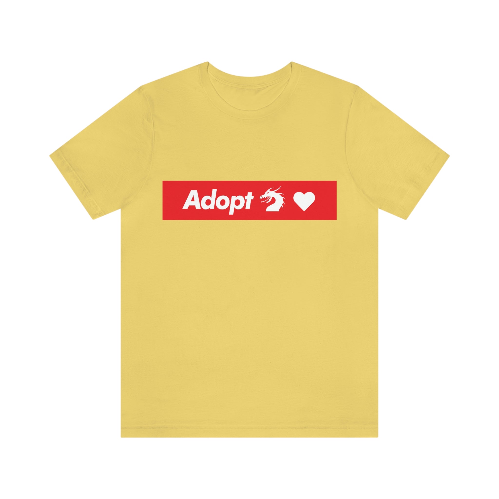 Adopt Love Rescue Dragon! RED BANNER - Unisex 100% Cotton T-Shirt Supporting Humane Animal Shelters