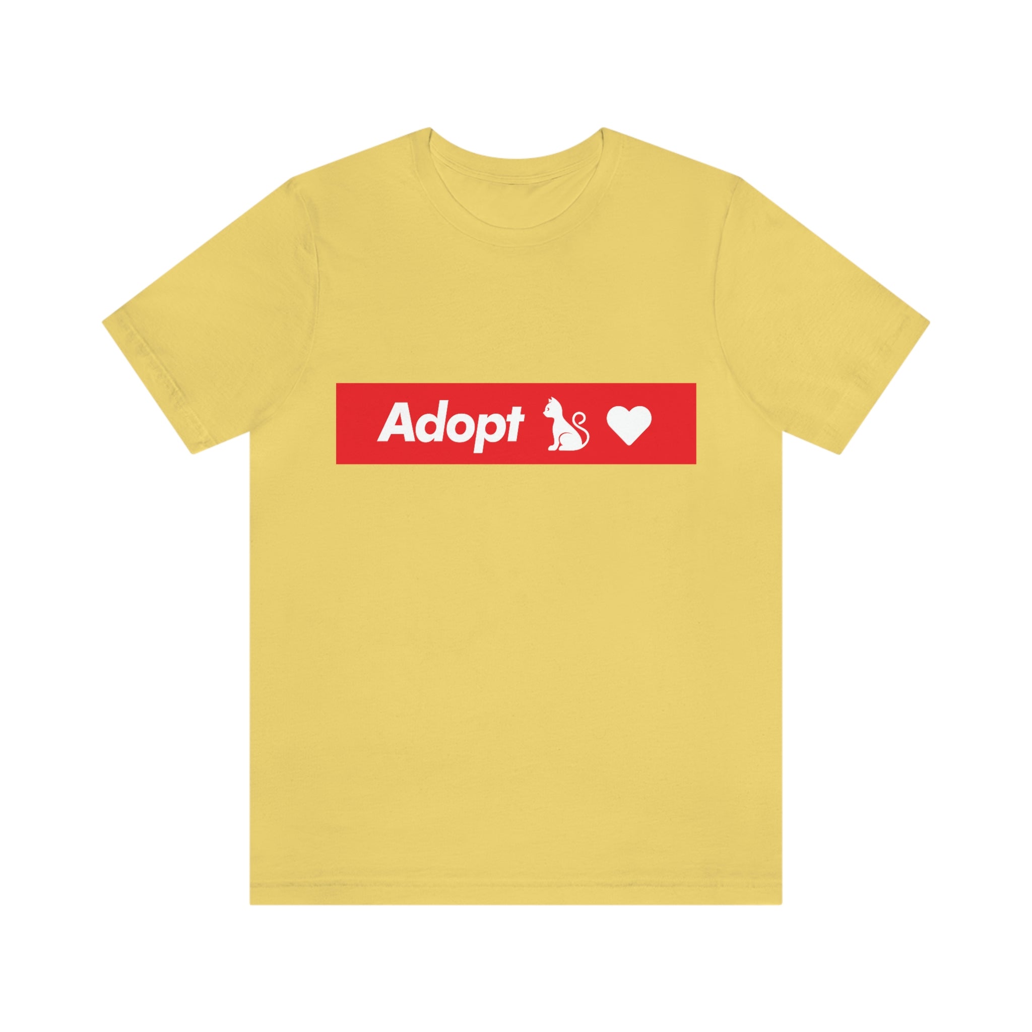 Adopt Love Rescue Cat RED BANNER : Unisex 100% Comfy Cotton T-Shirt Supporting Humane Animal Shelters