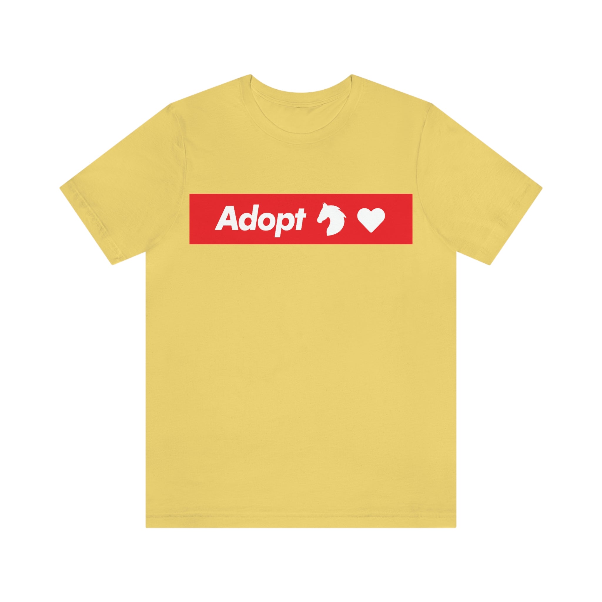 Adopt Love Rescue Horse - RED BANNER : Unisex 100% Comfy Cotton T-Shirt, Supporting Humane Animal Shelters