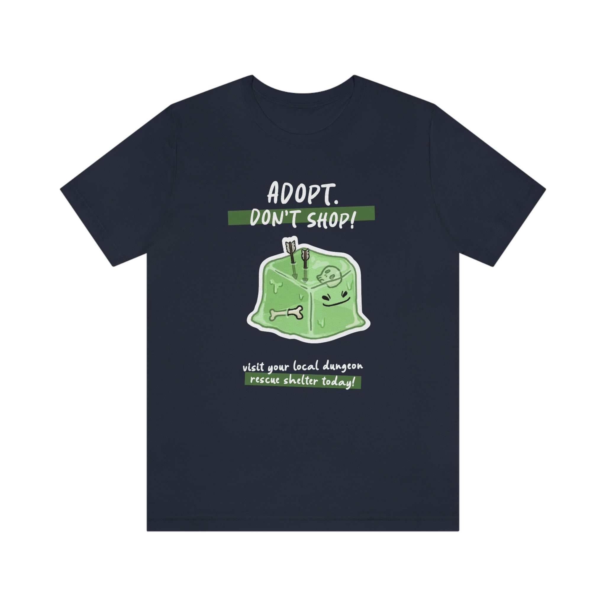 Adopt Don't Shop - Slime Cube Monster : Unisex Cotton T-Shirt by Bella+Canvas