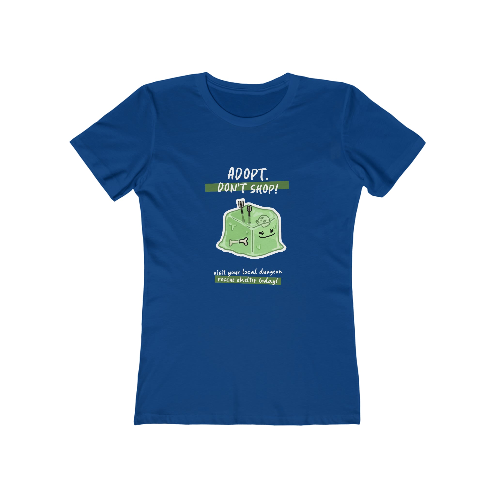 Adopt Don't Shop - Slime Cube Monster : Women's 100% Cotton T-Shirt