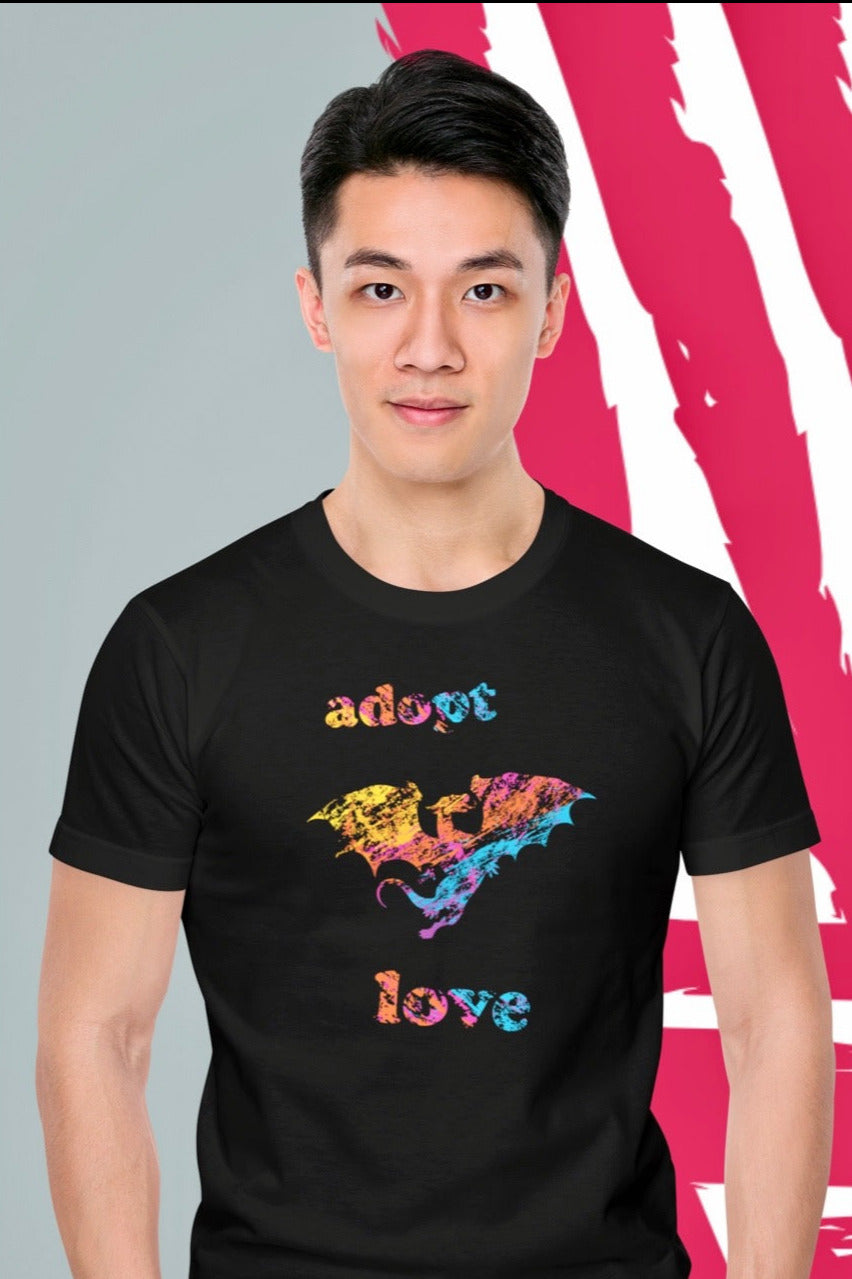 Adopt Love Dragon, Colour : Unisex 100% Cotton T-Shirt - ADOPT DON'T SHOP! Adopt a dragon to it's new forever home today