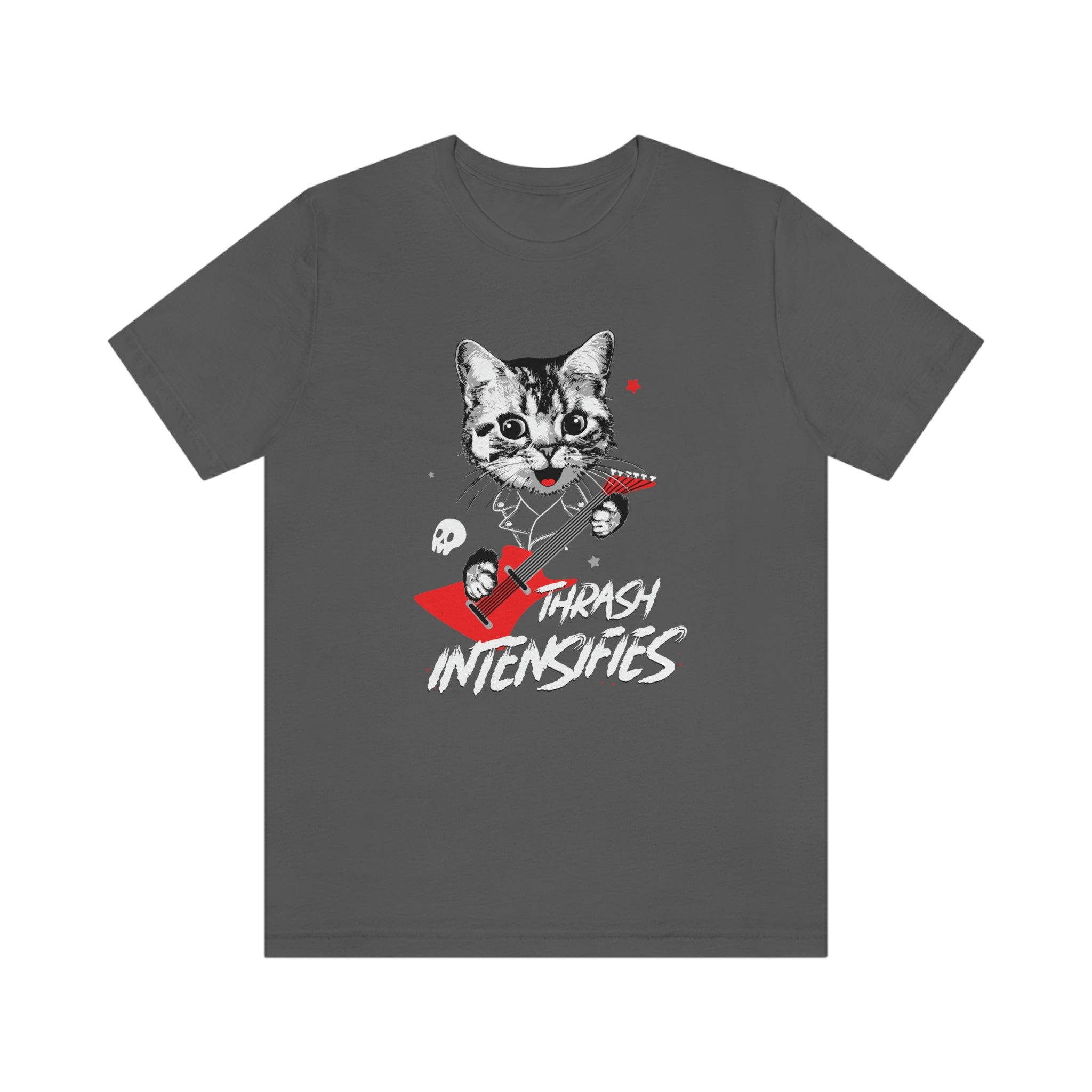 Thrash Intensifies : Unisex 100% Premium Cotton, T-Shirt by Bella+Canvas - A gentler design from our “pet cats” metal t-shirt line.