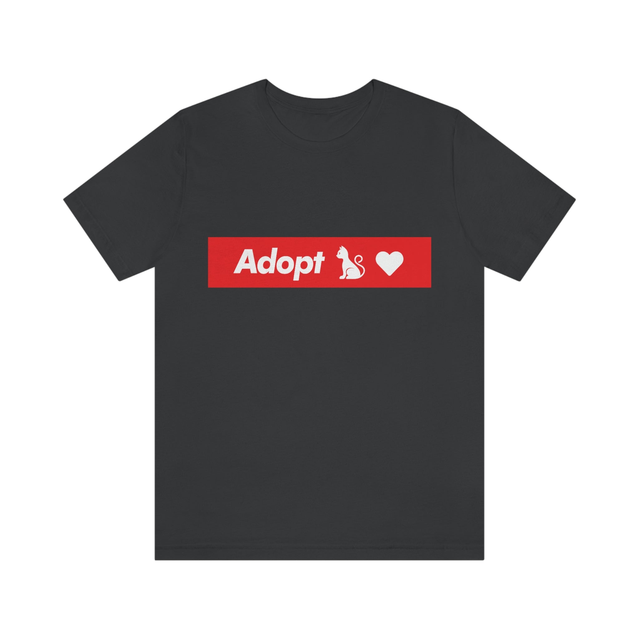 Adopt Love Rescue Cat RED BANNER : Unisex 100% Comfy Cotton T-Shirt Supporting Humane Animal Shelters