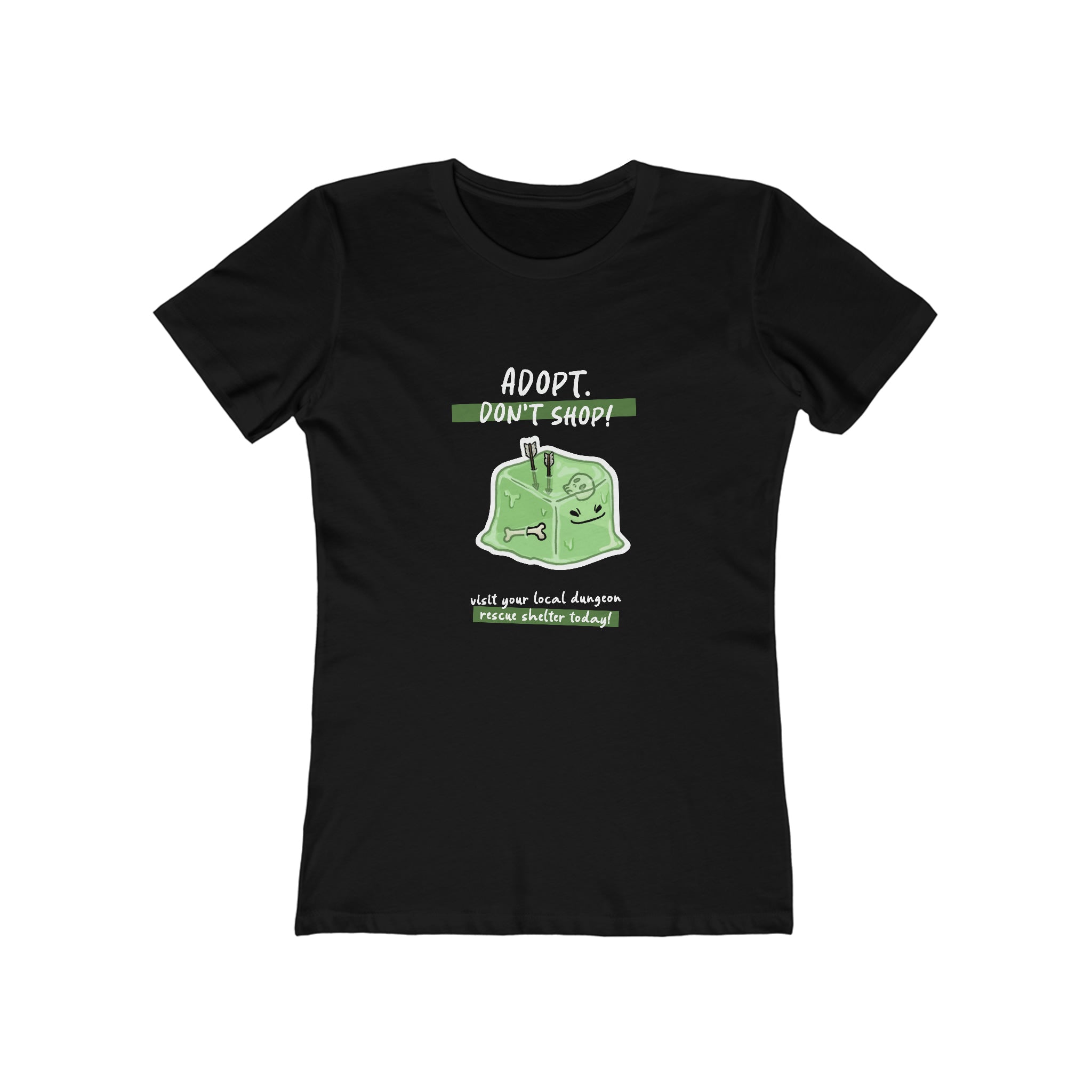 Adopt Don't Shop - Slime Cube Monster : Women's 100% Cotton T-Shirt