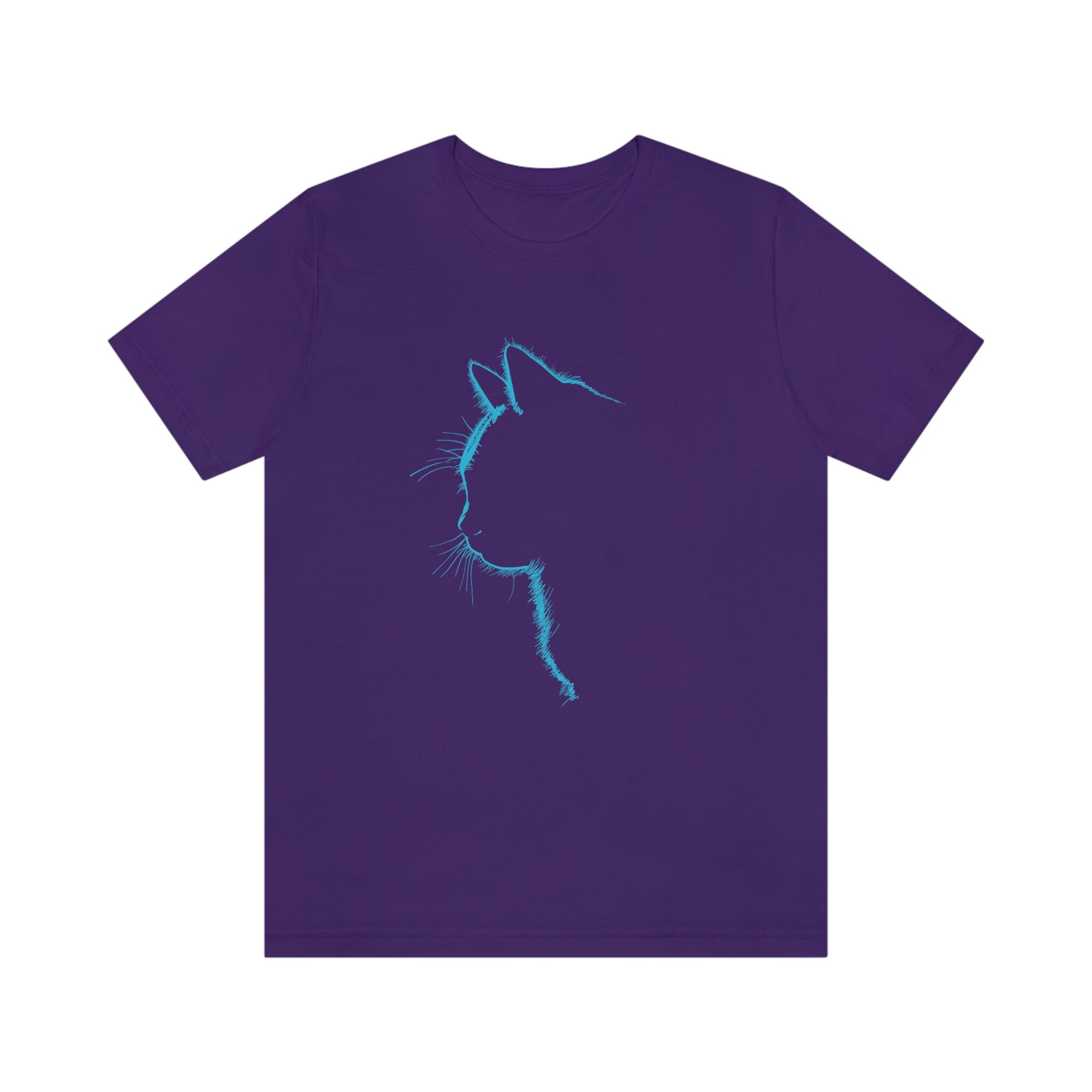 Cat Silhouette - Blue : Unisex 100% Premium Cotton T-Shirt by Bella+Canvas