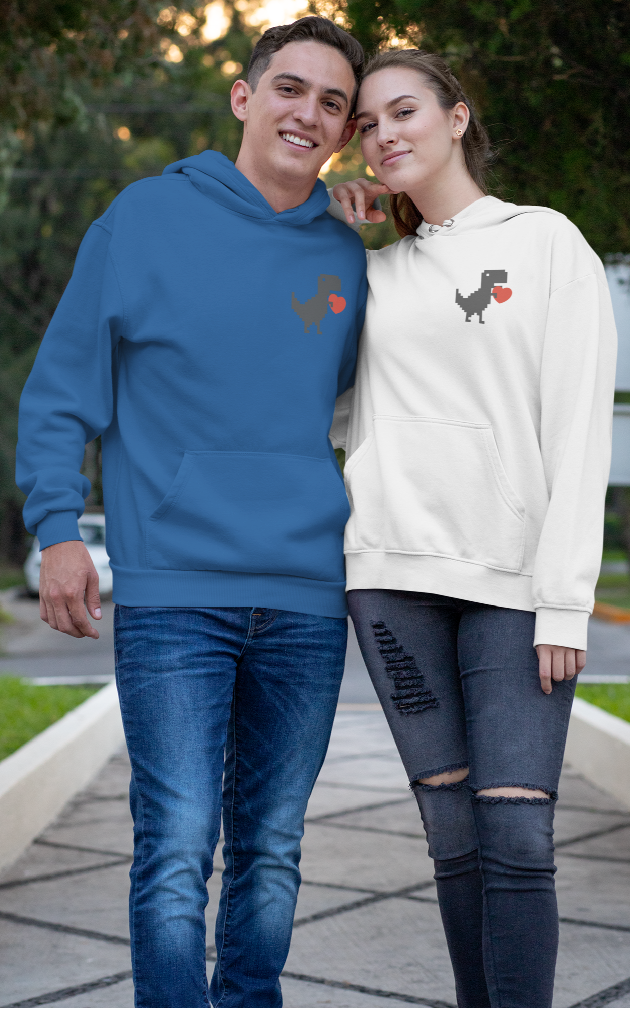 Larry the Dino in Love :  Regular Unisex Hoodie Sweatshirt