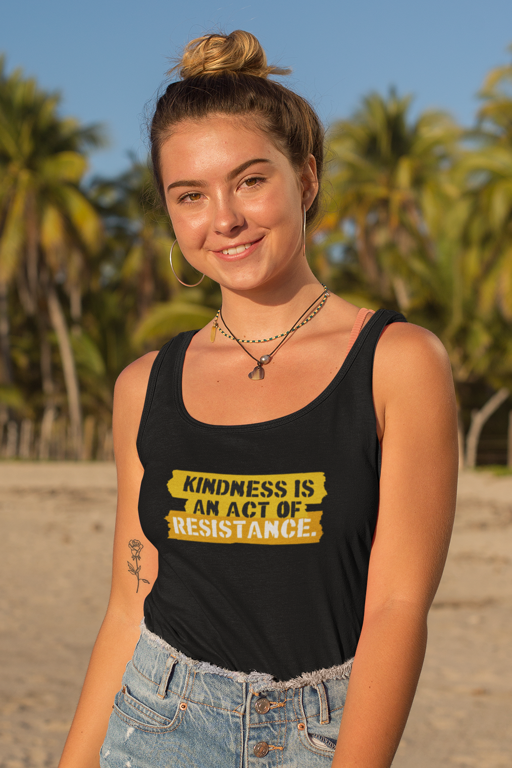 Kindness Is an Act of Resistance - Stencil Style : Unisex Jersey Tank Top 100% Cotton by Bella+Canvas