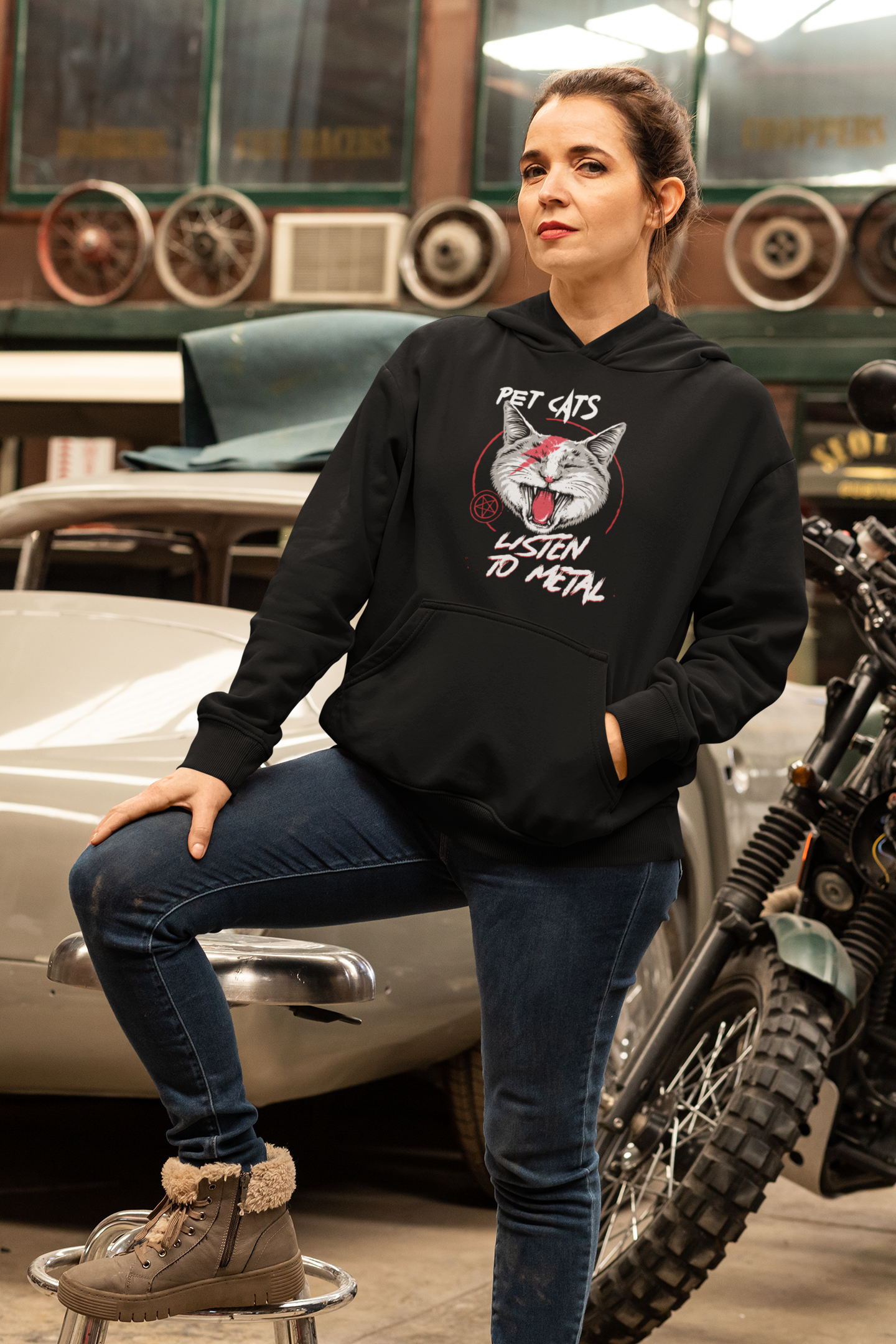 Pet kittens Listen to Metal - Unisex Heavy Blend™ Hoodie Sweatshirt :  A gentler design from our “pet cats” metal line.