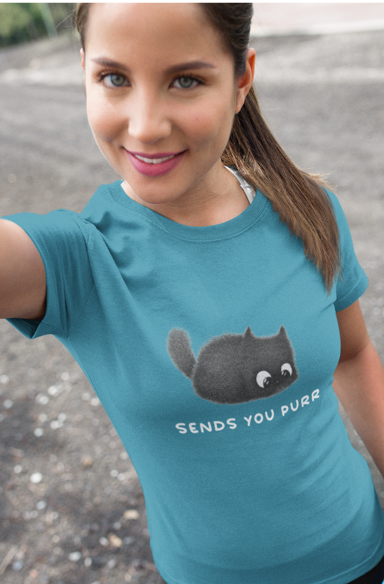 Sends You Purr : Unisex 100% Premium Comfy Cotton T-Shirt by Wholesomememes & Purr In Ink